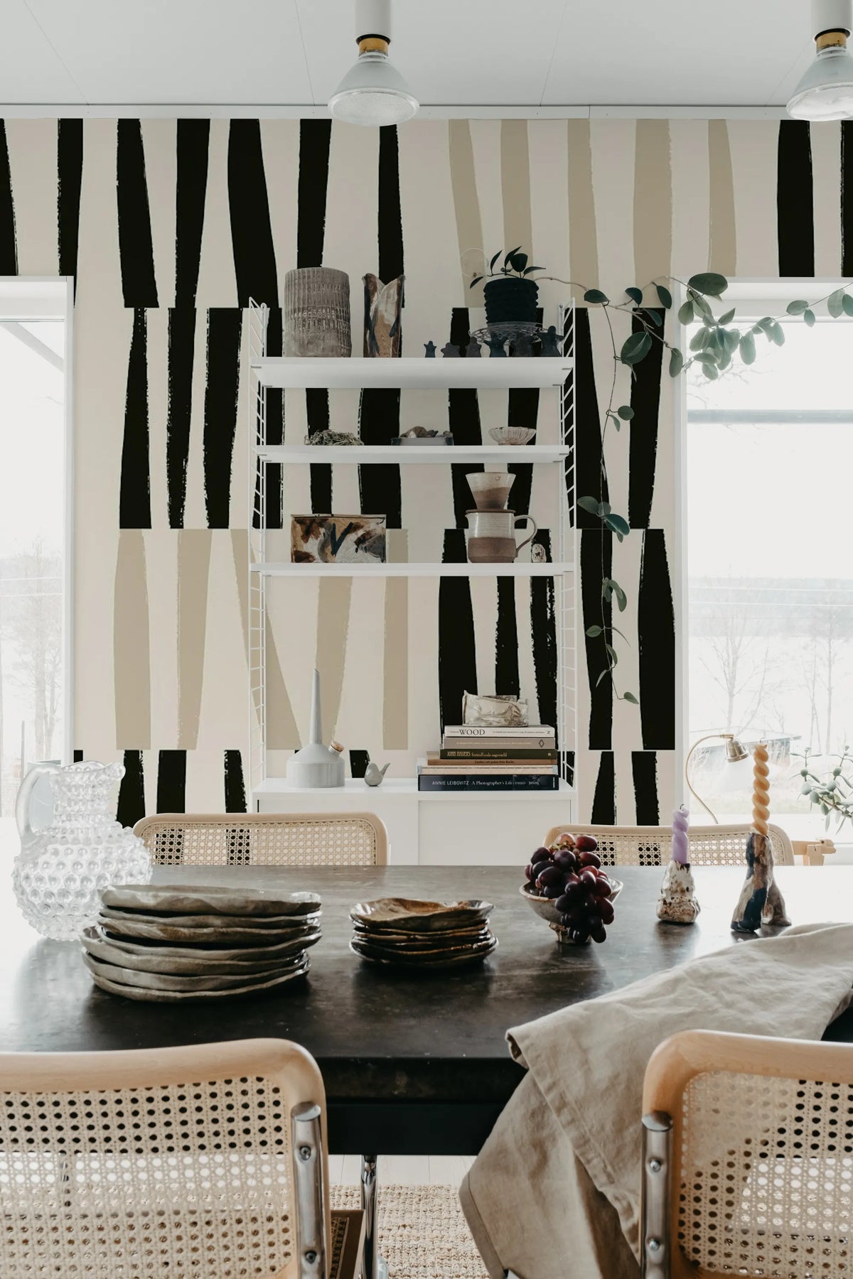 Bold Strokes, Black & Beige Mural Wallpaper - room preview 03