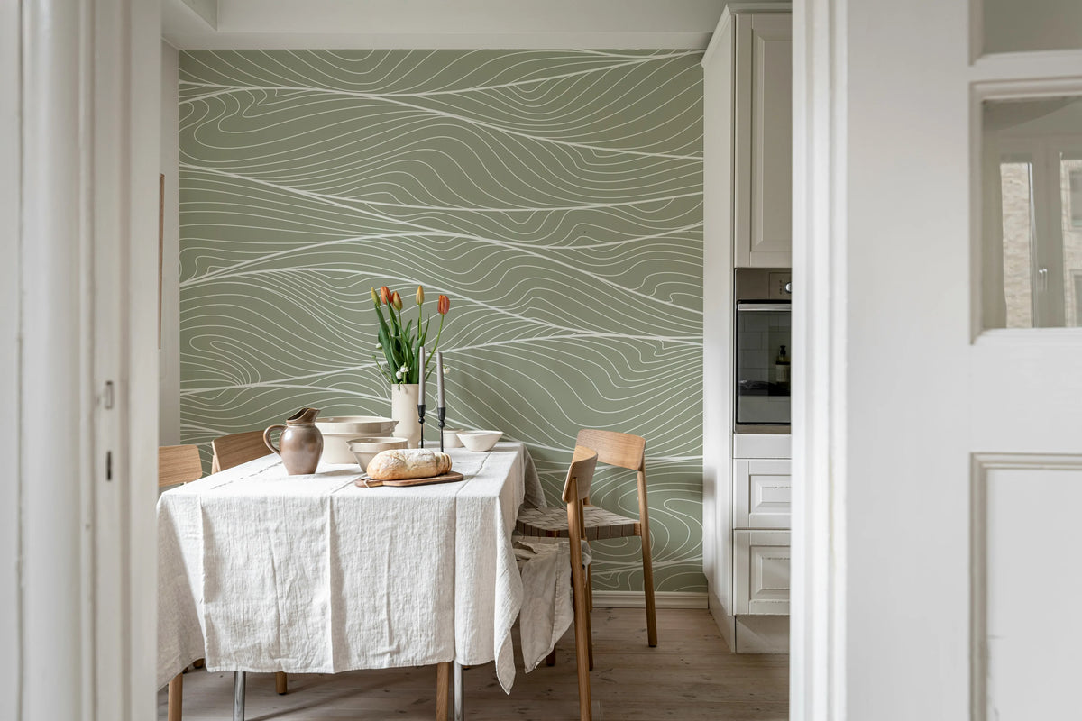 Soft Dunes, Green Mural Wallpaper - room preview 03
