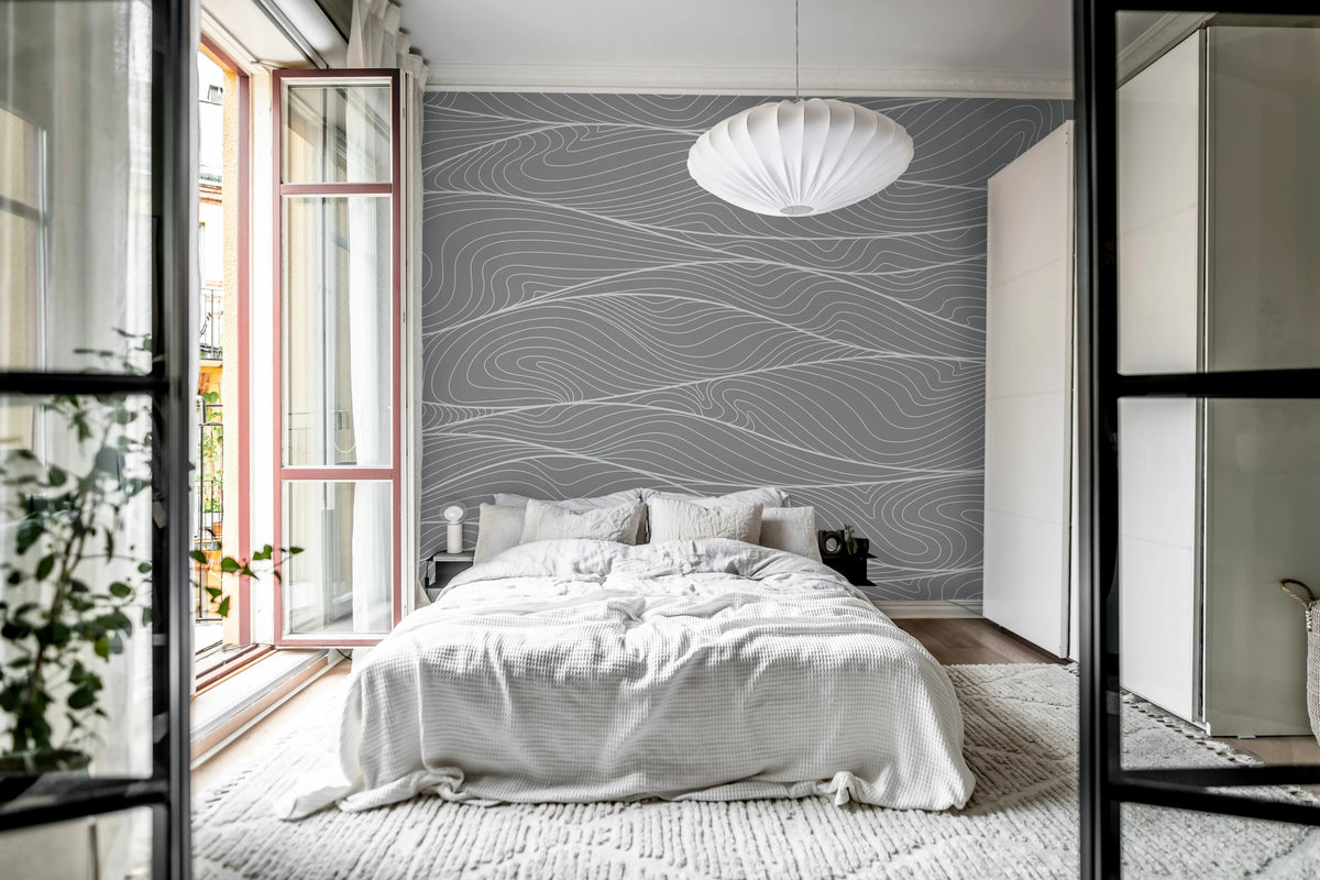 Soft Dunes, Gray Mural Wallpaper - room preview 03