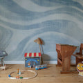 Ocean Lines, Blue Mural Wallpaper - room preview 03