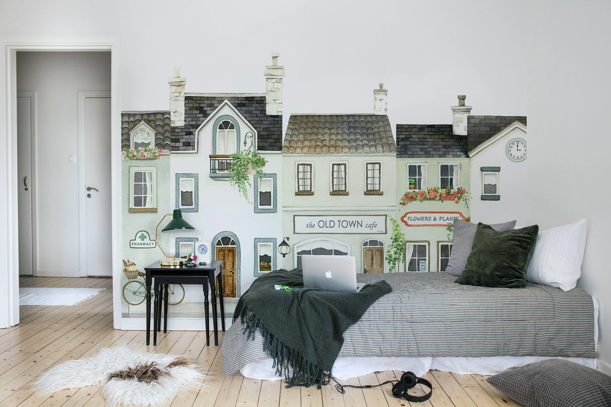 Cobblestone Lane, Pastel Mural Wallpaper - room preview 03
