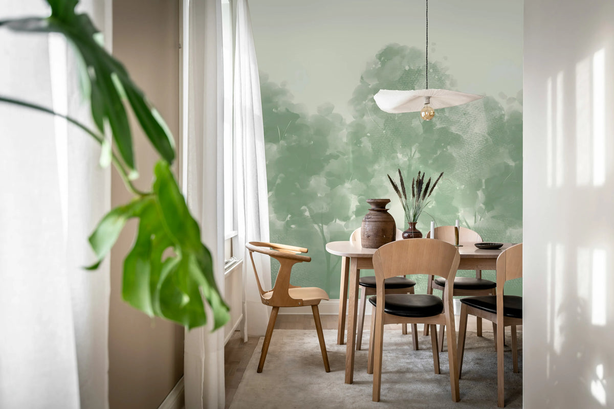 Misty Grove, Green Mural Wallpaper - room preview 03