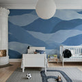 Misty Peaks, Blue Mural Wallpaper - room preview 03