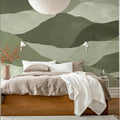 Misty Peaks, Green Mural Wallpaper - room preview 03