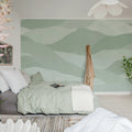Misty Peaks, Light Green Mural Wallpaper - room preview 03