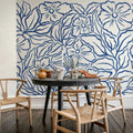 Ink Flowers, Blue Mural Wallpaper - room preview 03