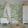 Ink Flowers, Green Mural Wallpaper - room preview 03