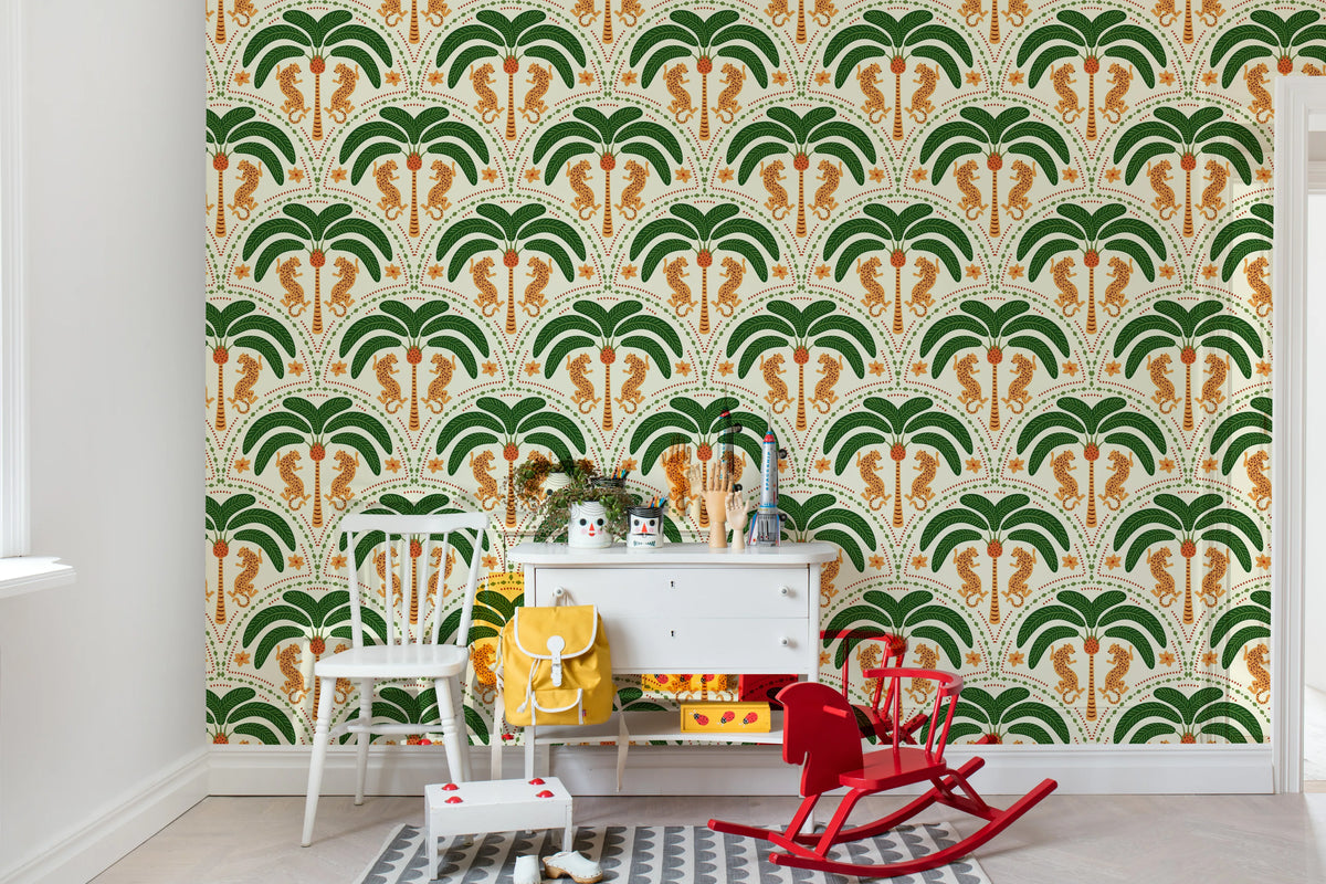 Jungle Rhythm, Yellow Mural Wallpaper - room preview 03