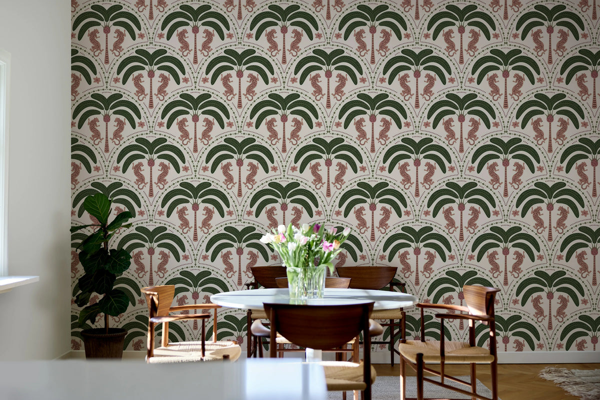 Jungle Rhythm, Pink Mural Wallpaper - room preview 03