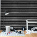 Rib Wood, Horizontal Gray Mural Wallpaper - room preview 03