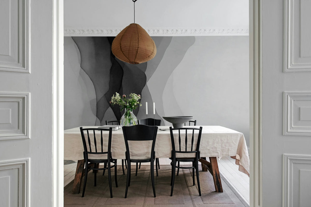 Vertical Gradient, Gray Mural Wallpaper - room preview 03
