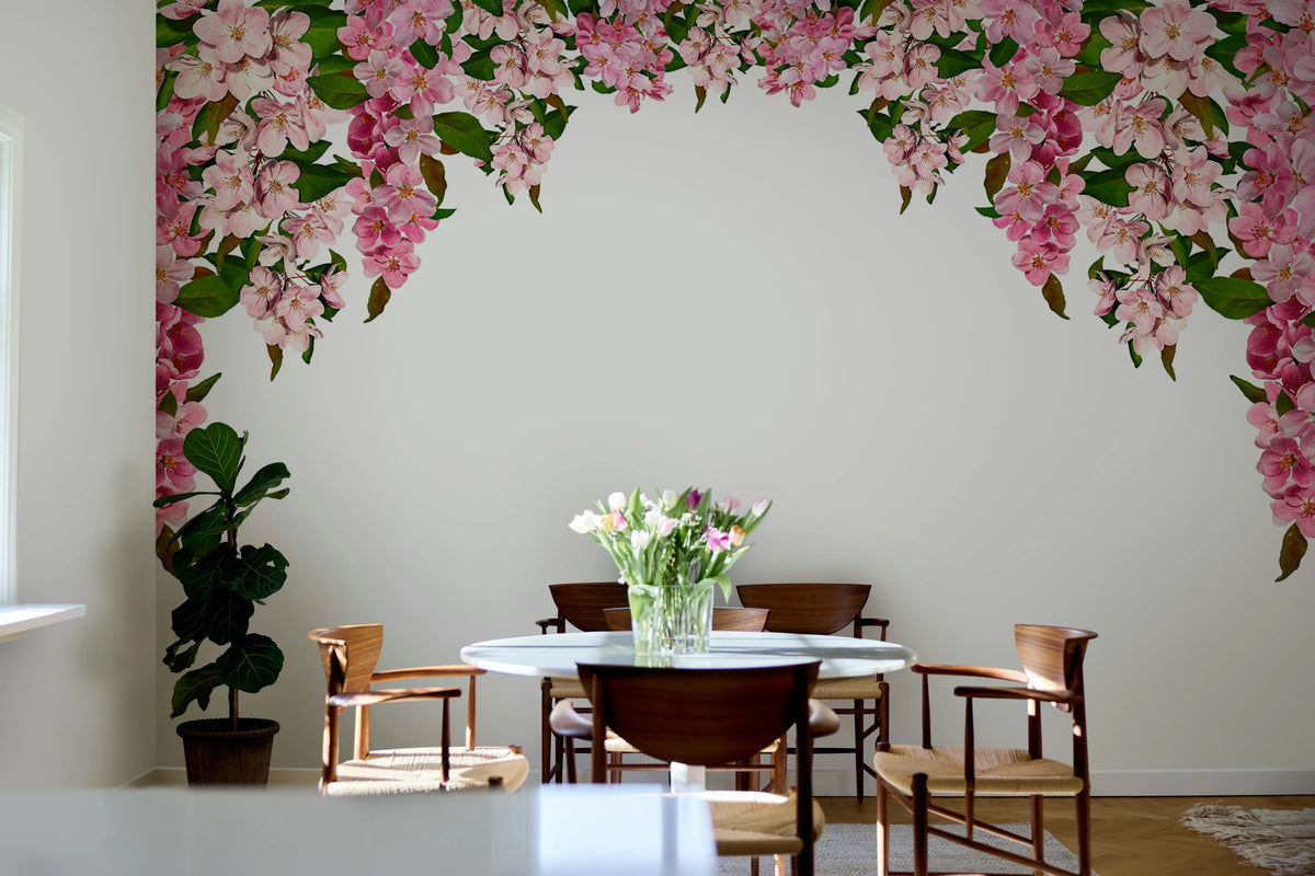 Bloom Garland, Pink Mural Wallpaper - room preview 03