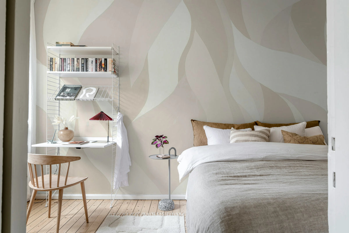 Velvet Flames, Beige Mural Wallpaper - room preview 03