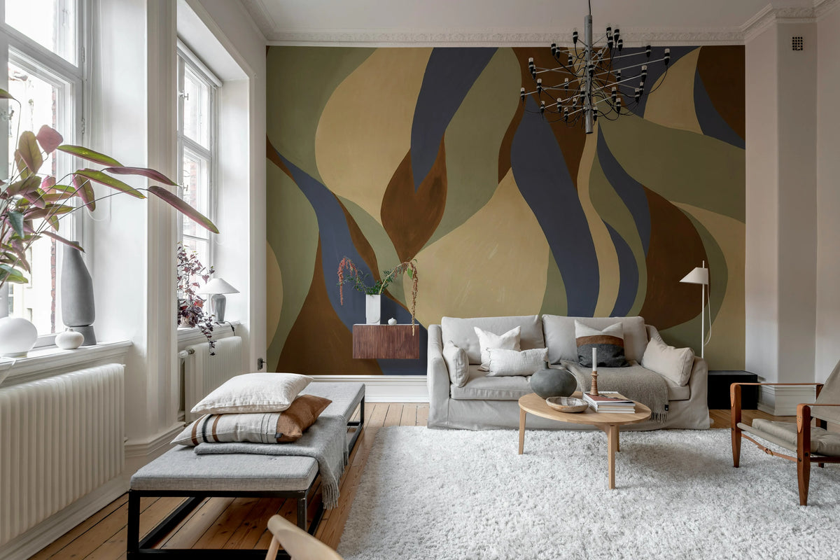 Velvet Flames, Brown Mural Wallpaper - room preview 03