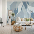 Velvet Flames, Blue Mural Wallpaper - room preview 03