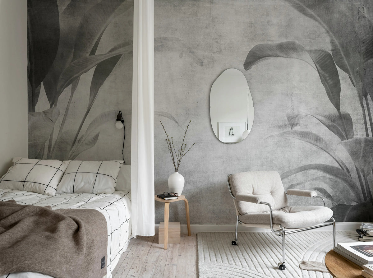 Hidden Oasis, Charcoal Mural Wallpaper - room preview 03