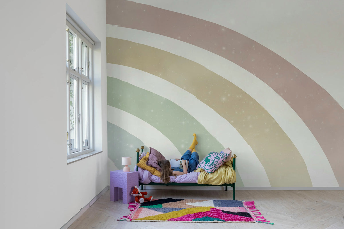 Shimmer Rainbow, Pastel Mural Wallpaper - room preview 03