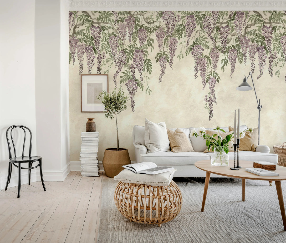 Whispers Wisteria, Purple Mural Wallpaper - room preview 03