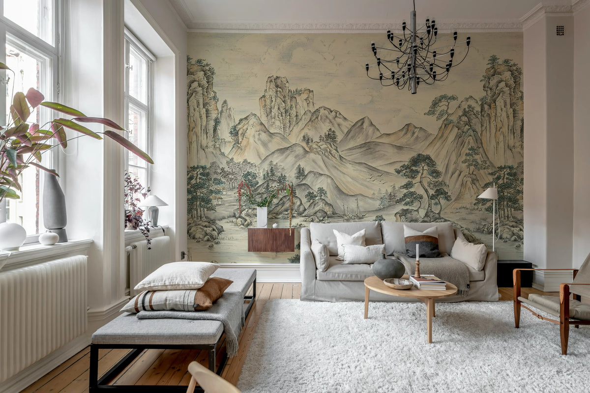 Timeless Pines, Beige Mural Wallpaper - room preview 03