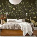 Where Cranes Dream, Black Mural Wallpaper - room preview 03