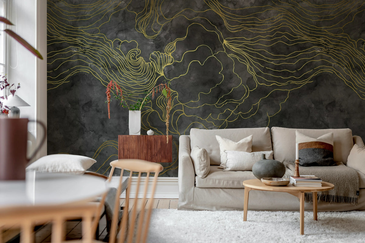 Opulence Storm, Black Mural Wallpaper - room preview 03