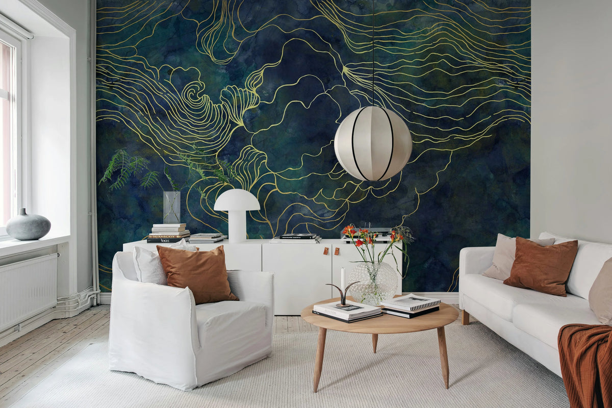 Opulence Storm, Dark Blue Mural Wallpaper - room preview 03