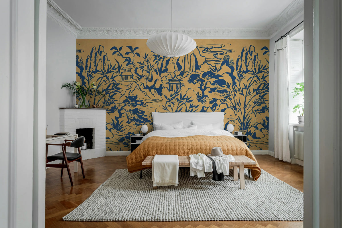 Ink Horizon, Yellow Mural Wallpaper - room preview 03