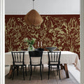 Ink Horizon, Burgundy Mural Wallpaper - room preview 03