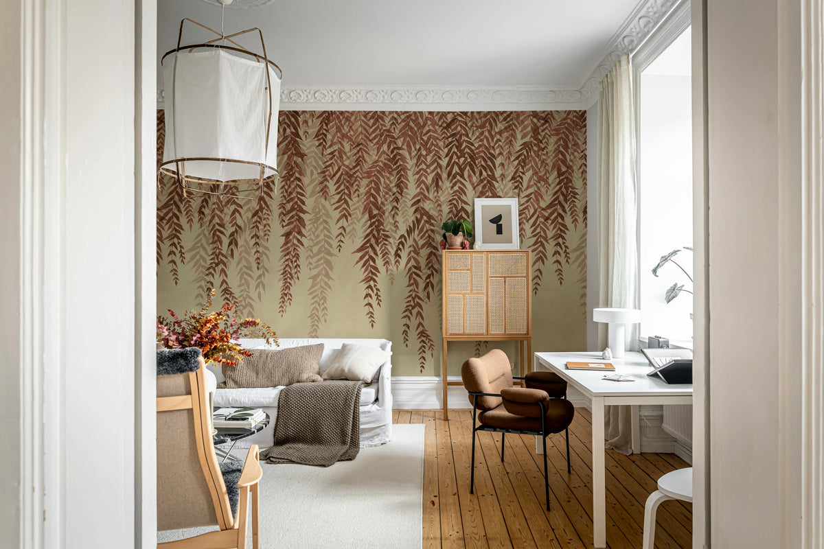 Whispers of Bamboo, Red Mural Wallpaper - room preview 03