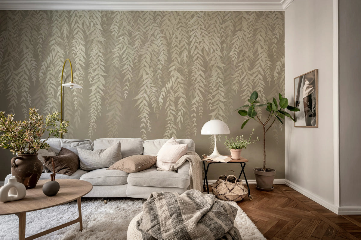 Whispers of Bamboo, Gray Mural Wallpaper - room preview 03