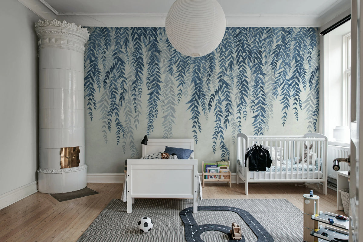 Whispers of Bamboo, Blue Mural Wallpaper - room preview 03
