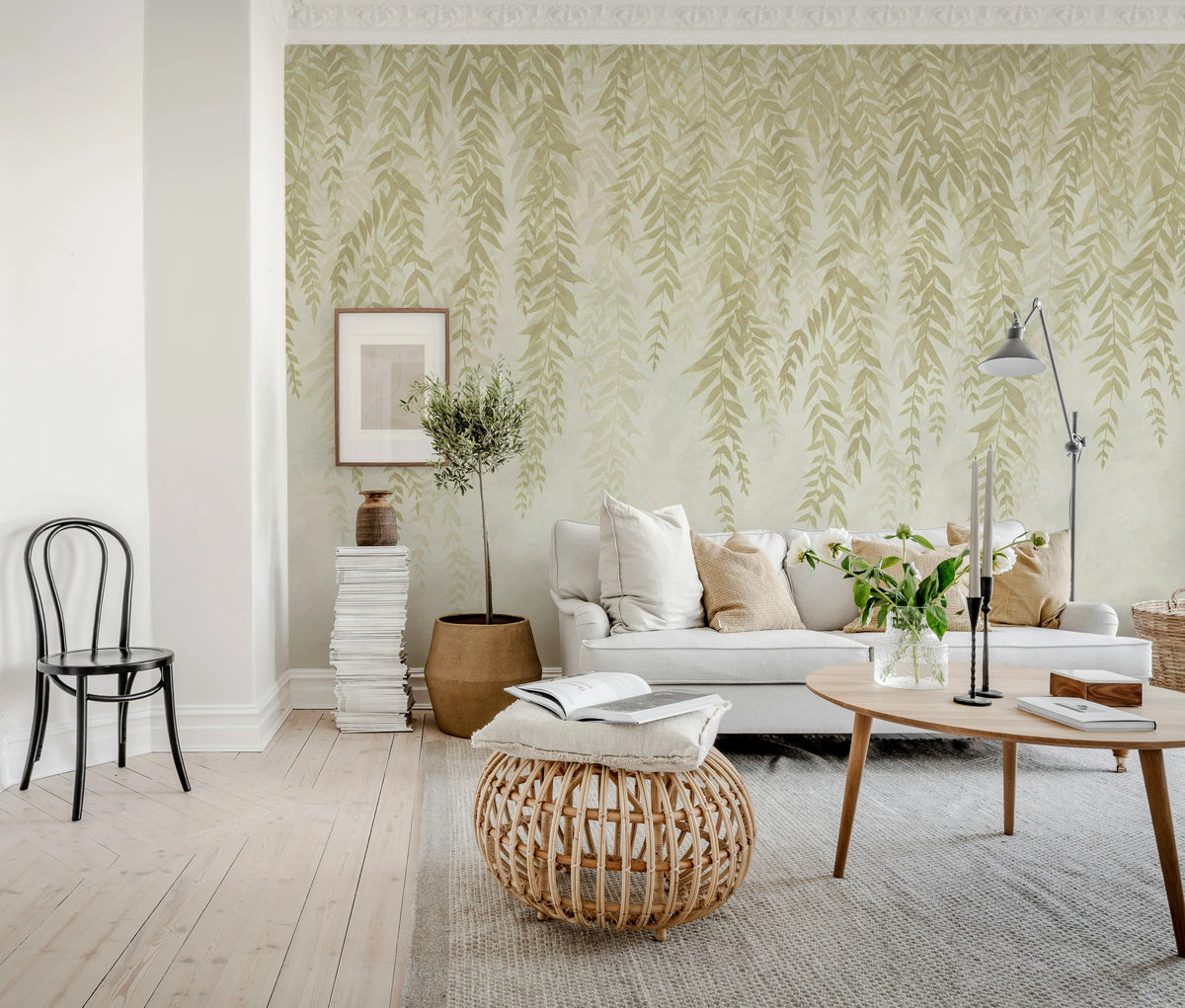 Whispers of Bamboo, Beige Mural Wallpaper - room preview 03