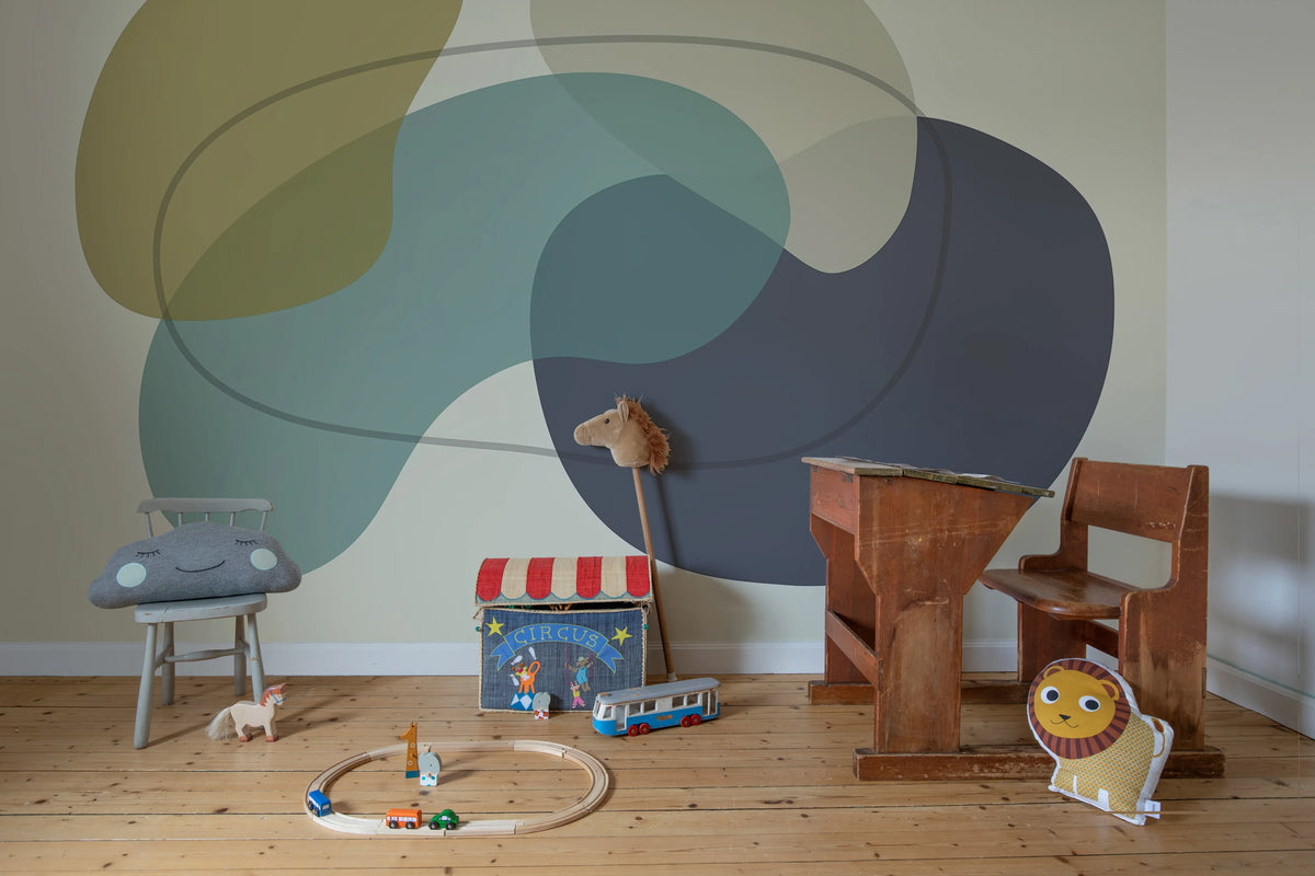 Petal Passion, Blue Mural Wallpaper - room preview 03