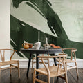 Artzy Stripes, Green Mural Wallpaper - room preview 03
