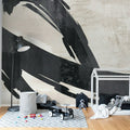 Artzy Stripes, Gray Mural Wallpaper - room preview 03