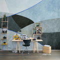 Shapes and Forms, Blue Mural Wallpaper - room preview 03