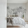 Playful Palms, Gray Mural Wallpaper - room preview 03