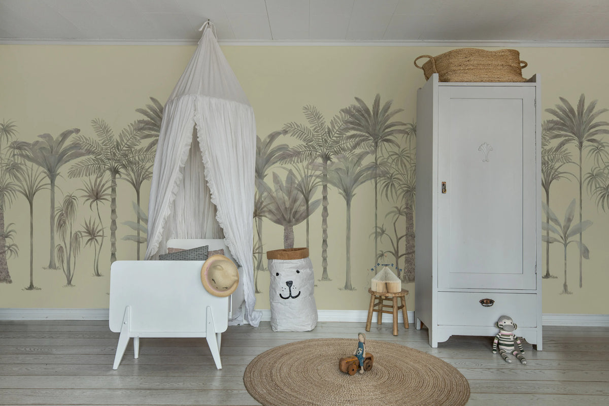 Playful Palms, Yellow Mural Wallpaper - room preview 03
