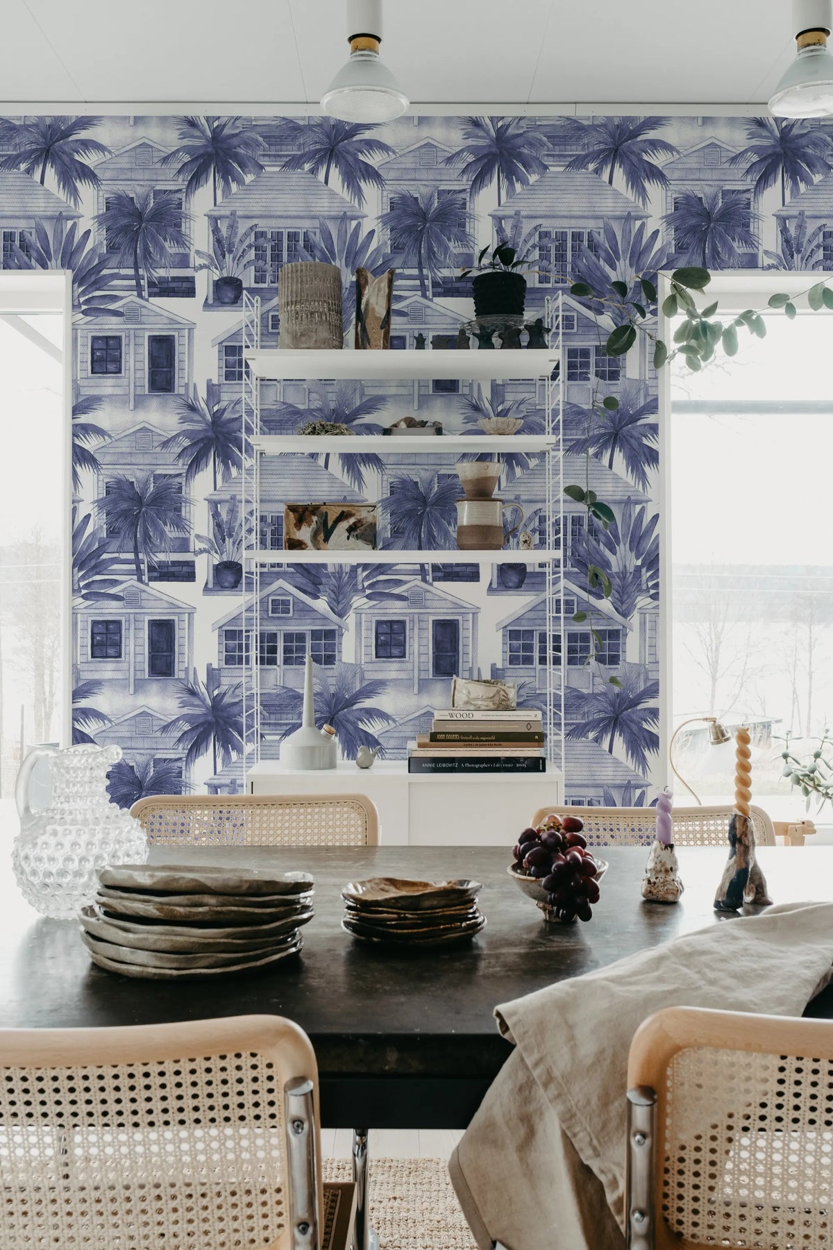 Palm Residence, Blue Mural Wallpaper - room preview 03