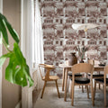 Palm Residence, Burgundy Mural Wallpaper - room preview 03