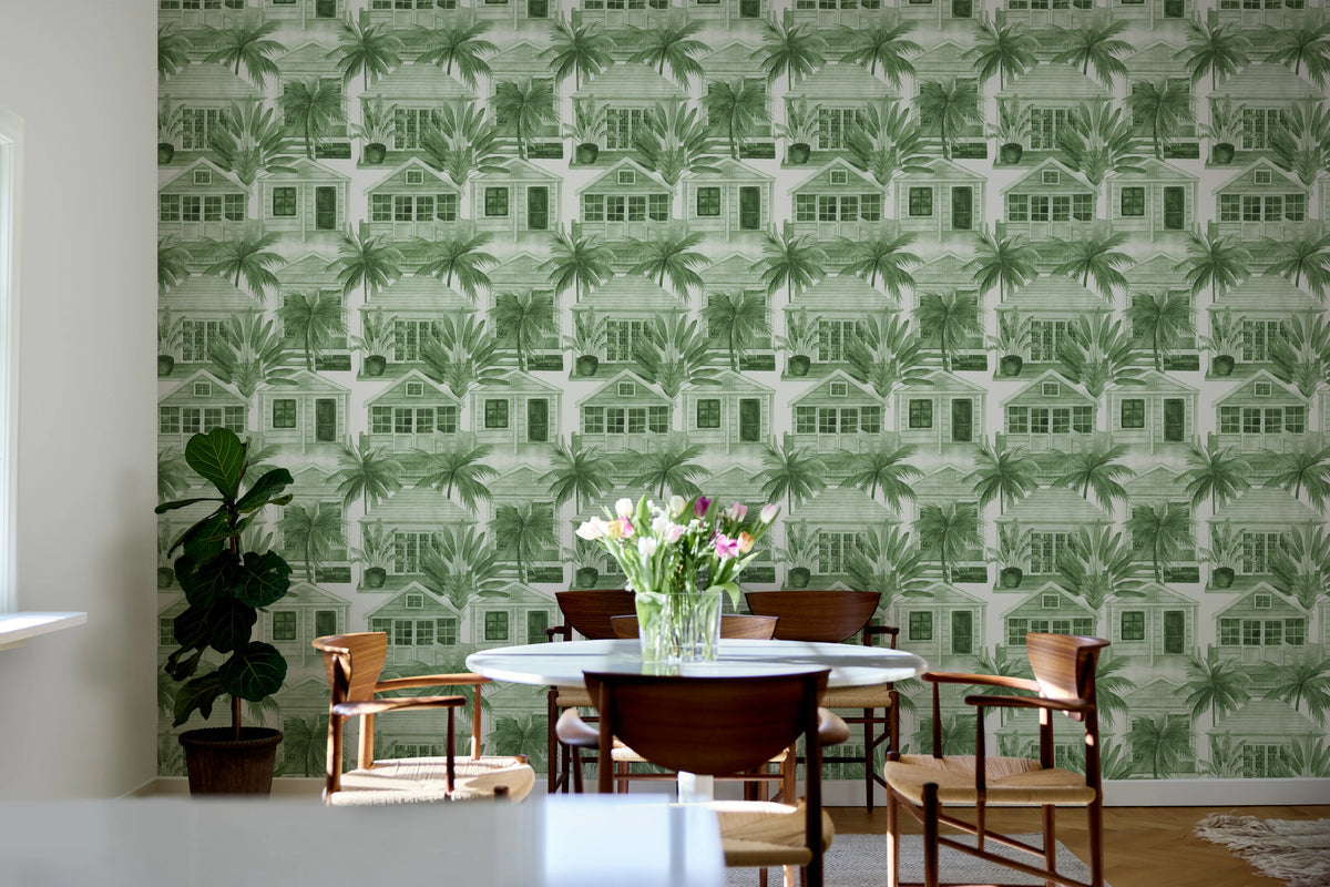 Palm Residence, Green Mural Wallpaper - room preview 03