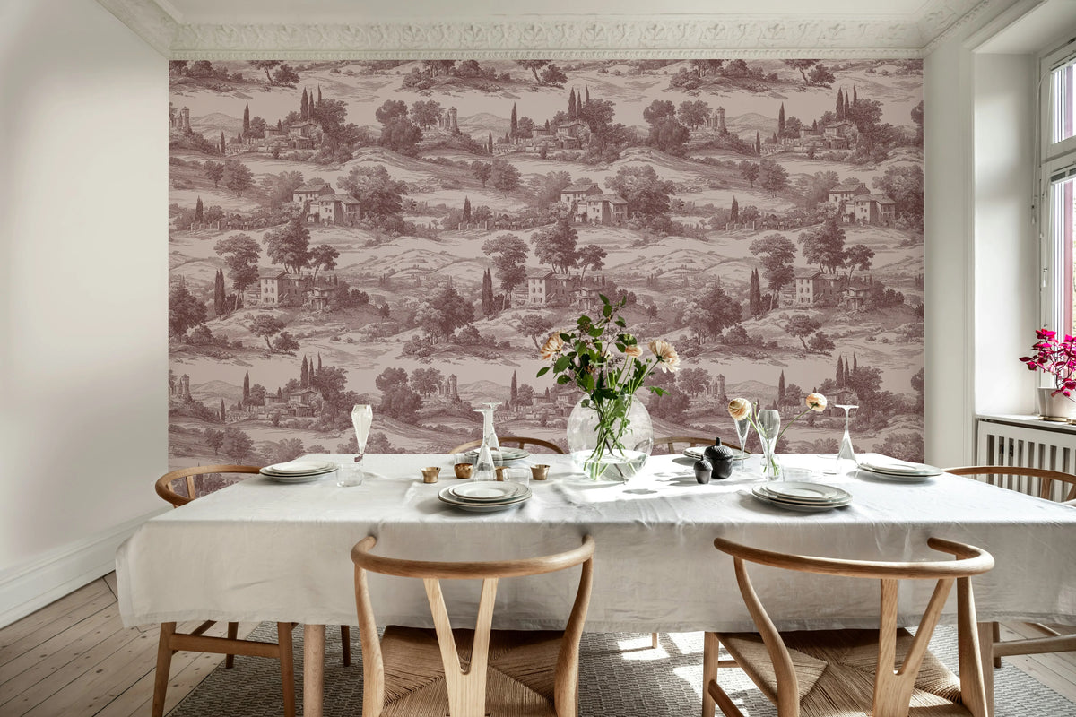 Countryside Toile, Cambridge Red Mural Wallpaper - room preview 03