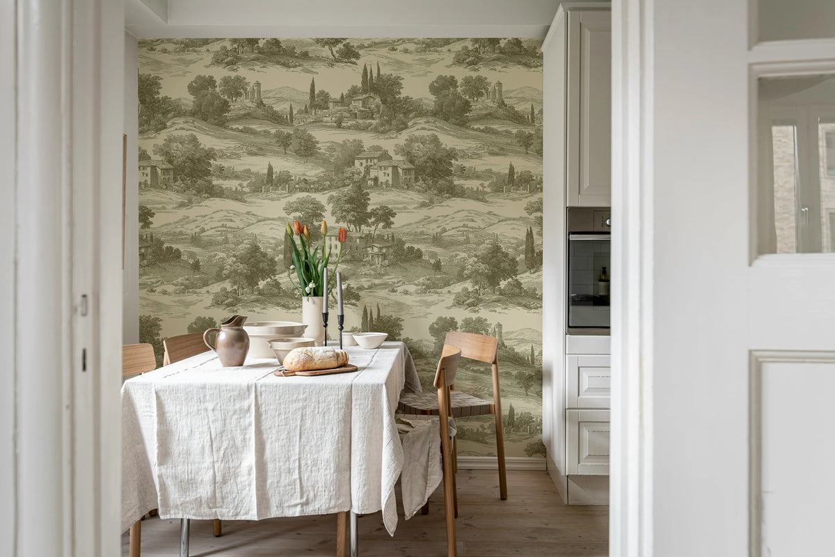 Countryside Toile, Cotswold Cream Mural Wallpaper - room preview 03