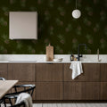 Pine Cones, Dark Green Mural Wallpaper - room preview 03
