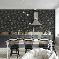 Timeless Flora, Dark Blue Mural Wallpaper - room preview 03