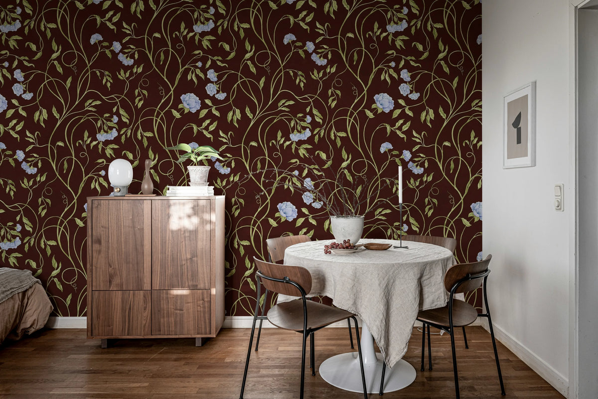 Peony Bloom, Burgundy Mural Wallpaper - room preview 03