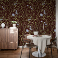 Peony Bloom, Burgundy Mural Wallpaper - room preview 03