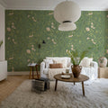 Peony Bloom, Green Mural Wallpaper - room preview 03