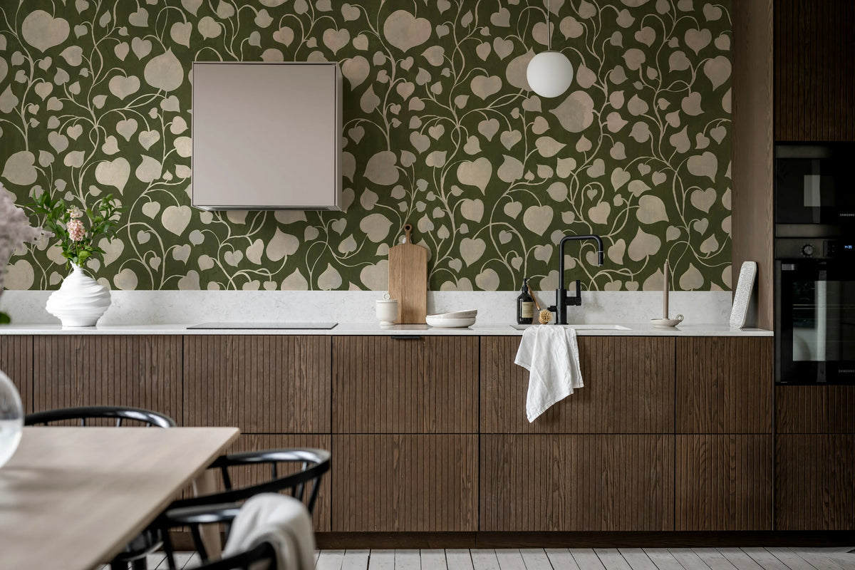 Eternal Vine, Dark Green Mural Wallpaper - room preview 03