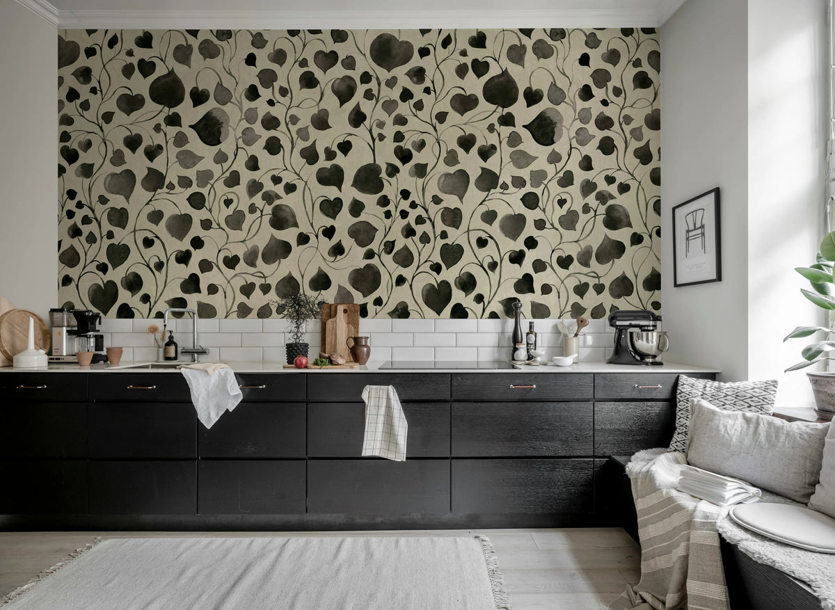Eternal Vine, Graphite Mural Wallpaper - room preview 03